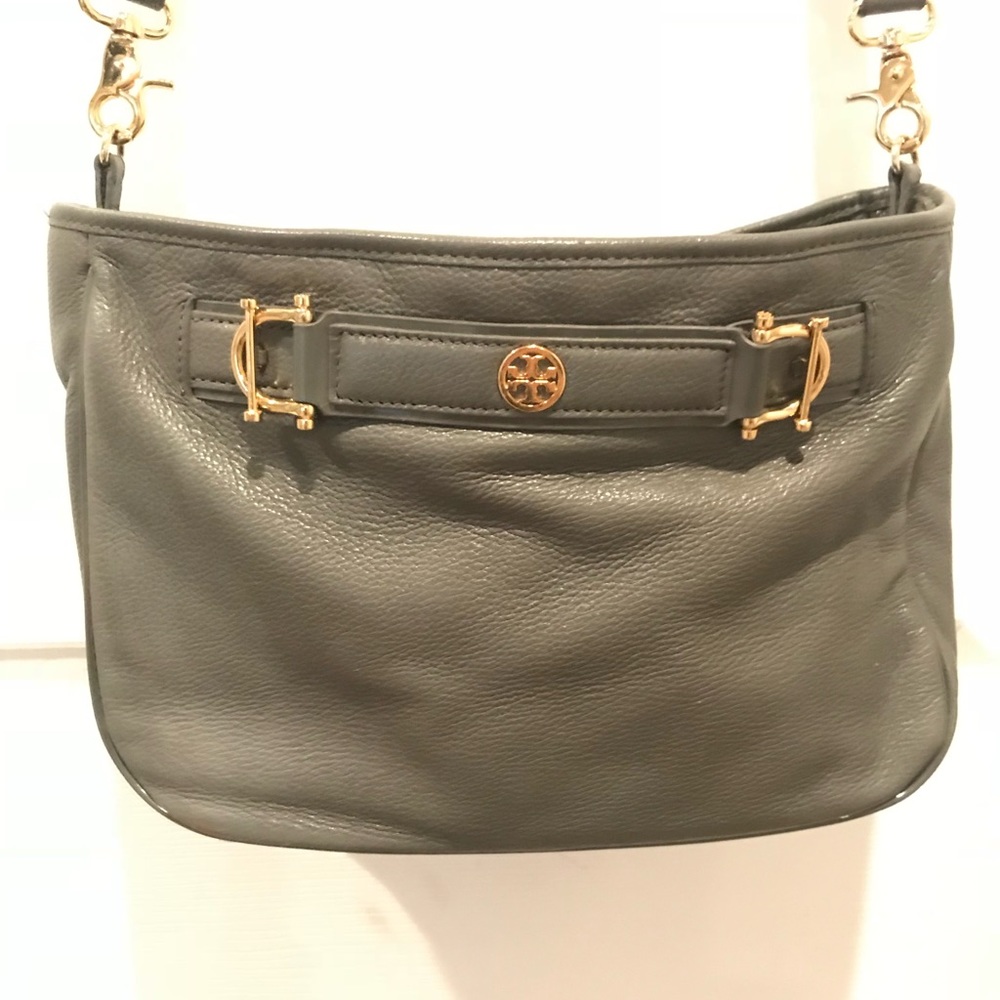 Gray Tory Burch Horsebit Satchel